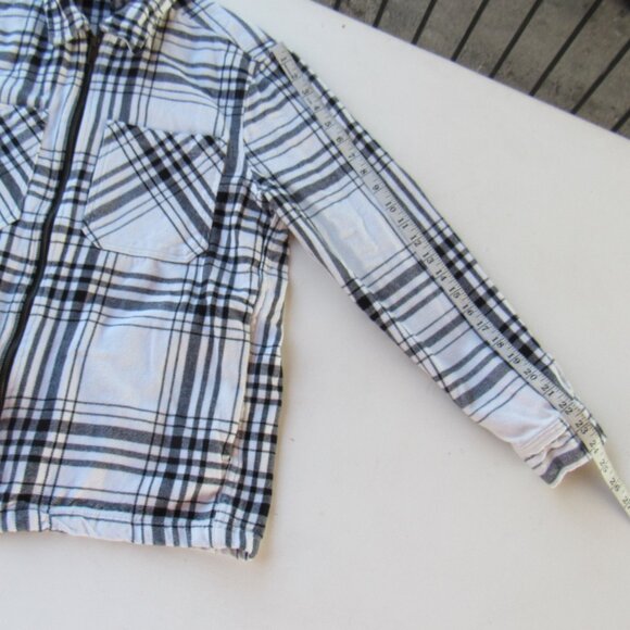 Zara Shacket Mens White/Black Monochrome Checkered Plaid Flannel Jacket Size L - Picture 7 of 8